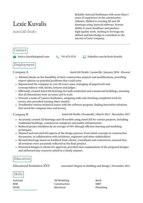 autocad draftsman resume|AutoCAD Draftsman Resume (CV) Example and Writing Guide.